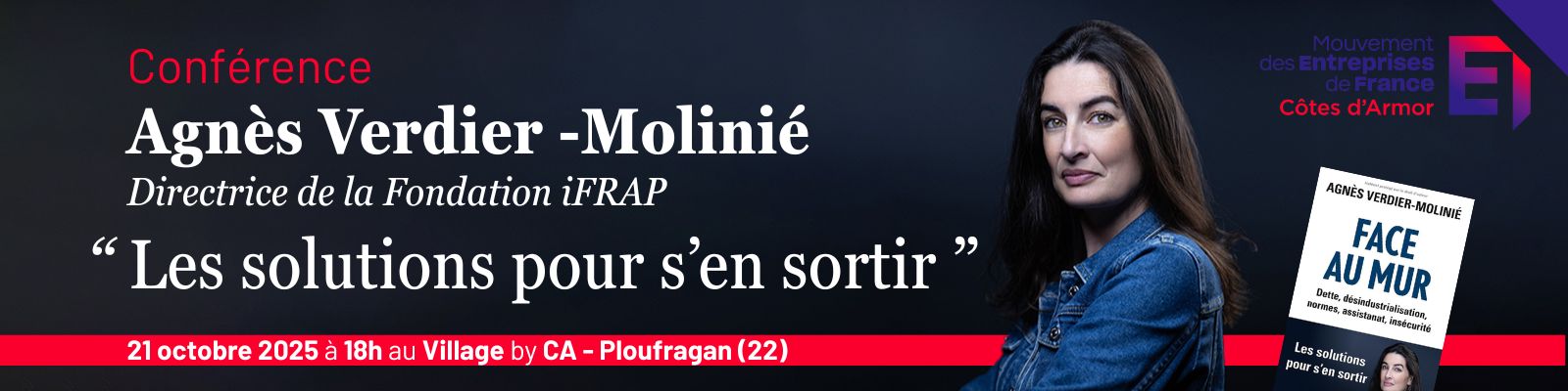 Conférence Agnès Verdier-Molinié, le 21 octobre à 17h30 au Village by CA à Ploufragan, Côtes d'Armor