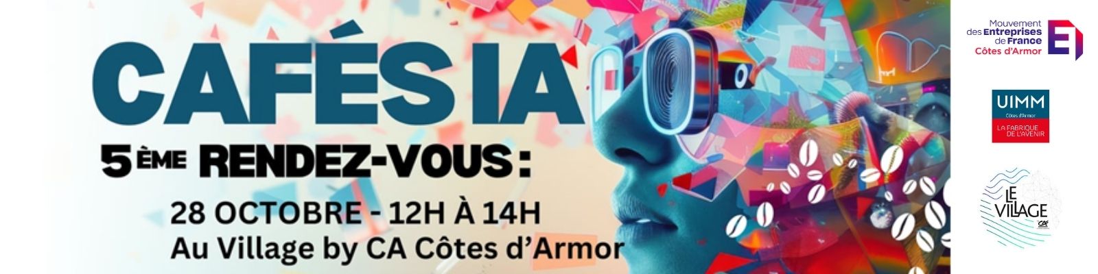 Café IA - nouvelle formule. 4 ateliers intéractifs en commerce, communication, RH, gestion administrative.