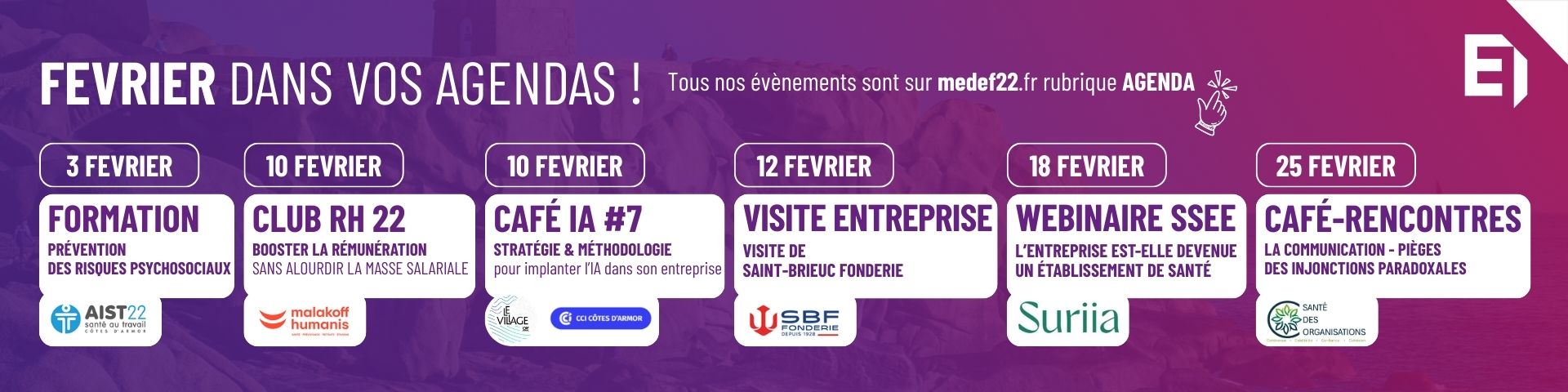 agenda févriers 2026 des évènements et formations dans les Côtes d'Armor